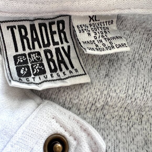 80's Trader Bay Sweatshirt - Polo Pullover - Striped - Blue & White - Size XL - Picture 7 of 7